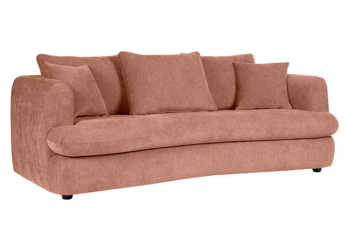 Miliboo Abnehmbares Design-Sofa mit 3-4 Plätzen in Terrakotta-Veloursstoff im Bohnen-Design SACHA