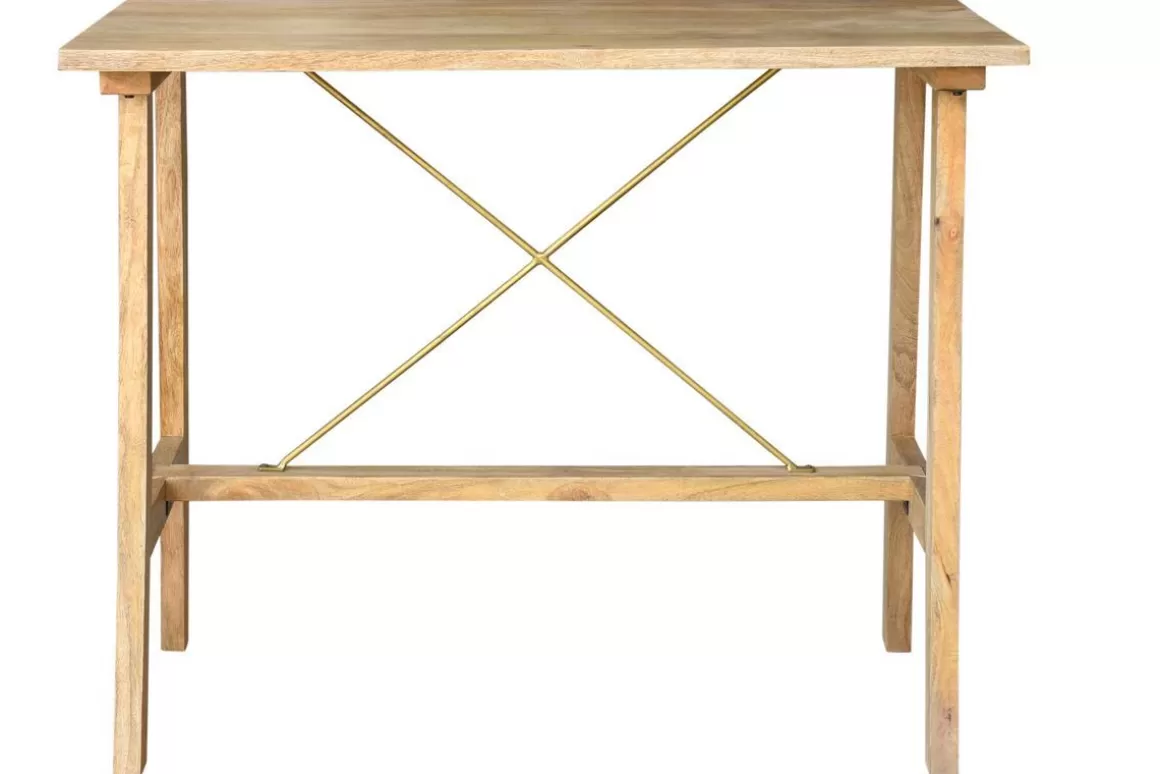 Miliboo Bartisch aus Mangoholz und goldenem Metall L130 cm MARGHA