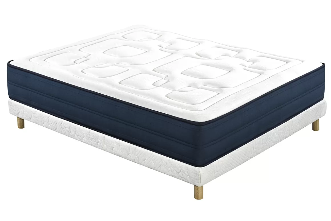 Miliboo Bett 140 x 200 cm Boxspring und Memory-Foam-Matratze BENJI