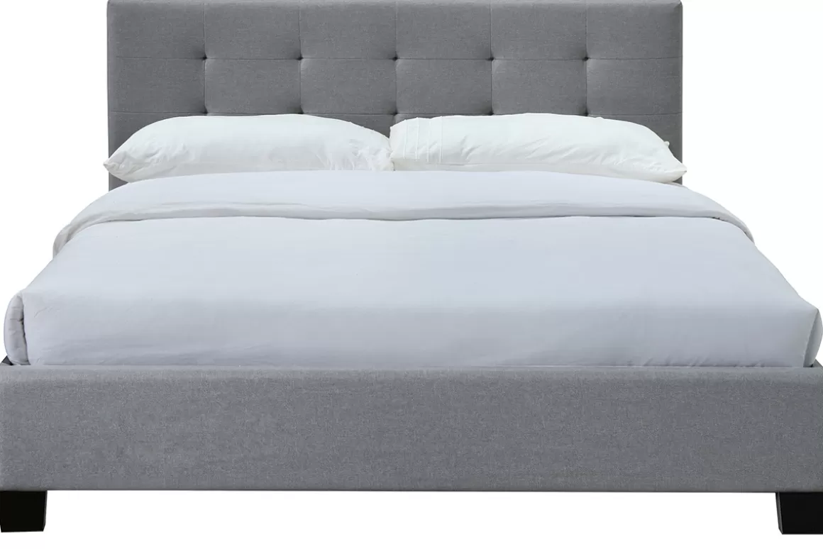 Miliboo Bett 160 x 200 Stoff Grau gepolstert MARQUISE