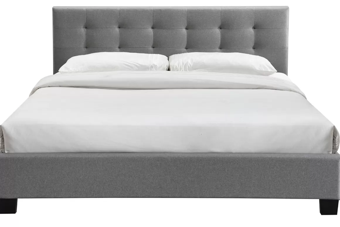 Miliboo Bett 180 x 200 Stoff Grau gepolstert MARQUISE