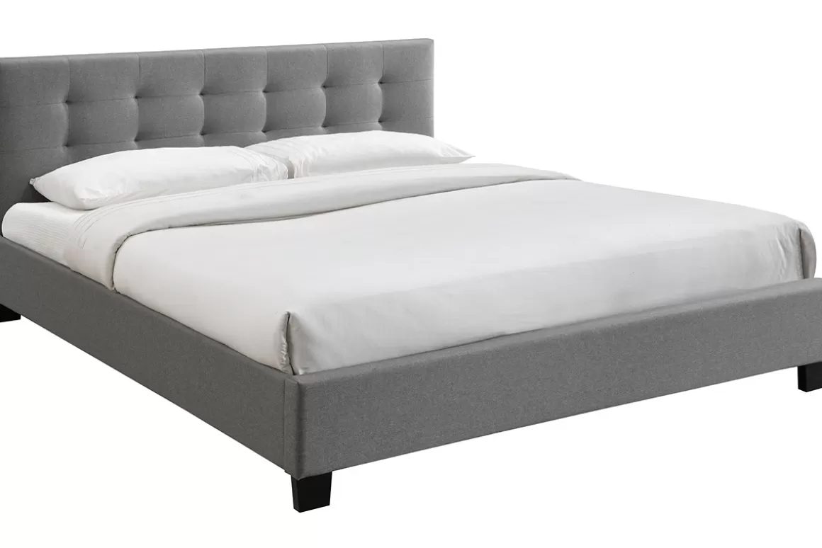 Miliboo Bett 180 x 200 Stoff Grau gepolstert MARQUISE