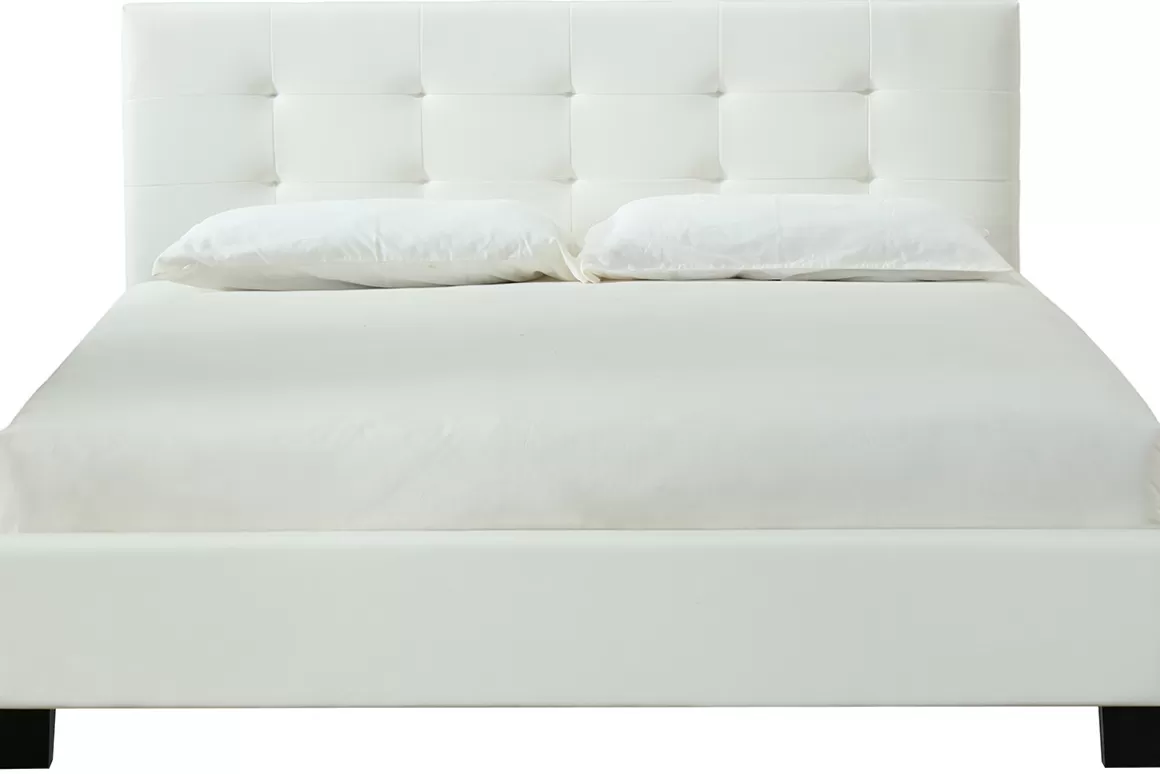 Miliboo Bett 160 x 200 Stoff Weiss gepolstert MARQUISE