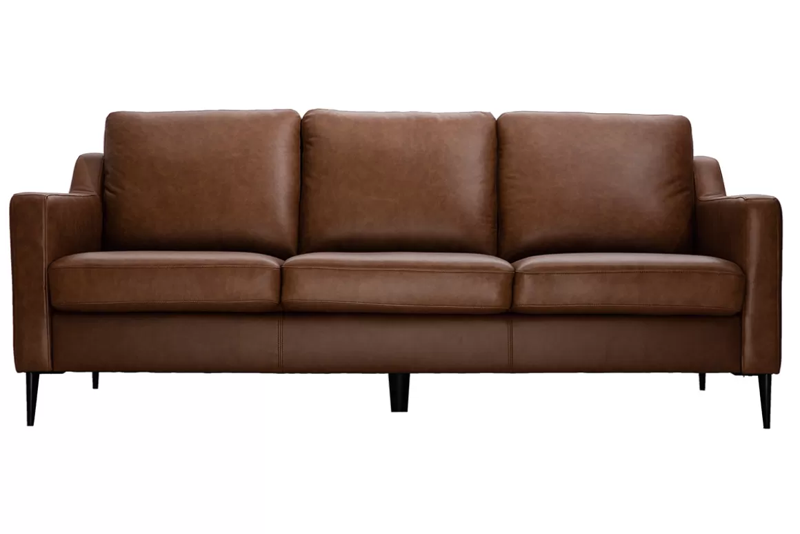 Miliboo Braunes 3-sitziges Designer-Ledersofa OXMO - Büffelleder