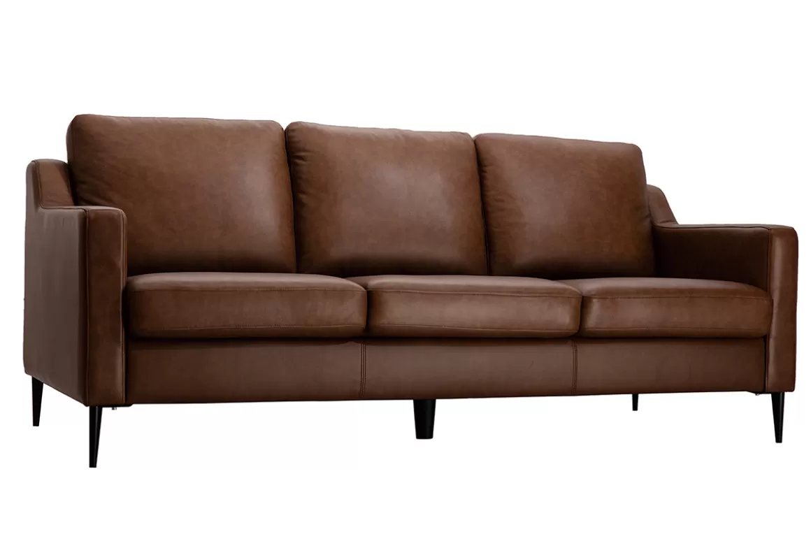 Miliboo Braunes 3-sitziges Designer-Ledersofa OXMO - Büffelleder