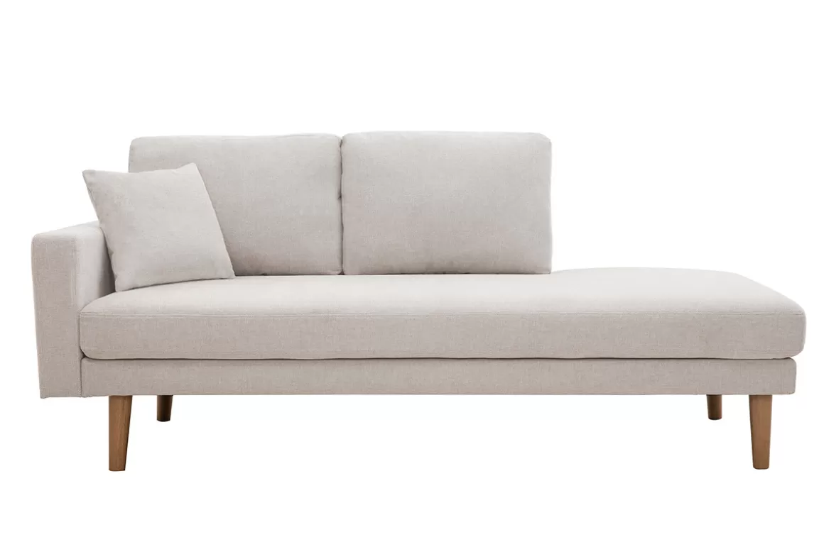 Miliboo Chaiselongue beiger Stoff mit Samteffekt L190 cm BERTILLE