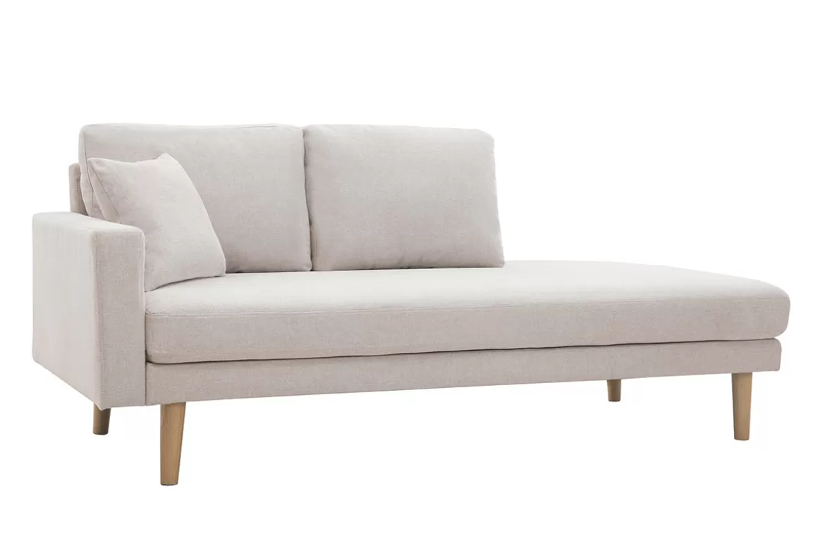 Miliboo Chaiselongue beiger Stoff mit Samteffekt L190 cm BERTILLE