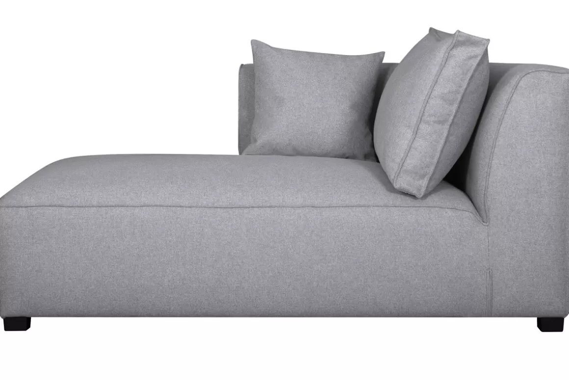 Miliboo Chaiselongue gerade in perlgrauem Bezug PLURIEL