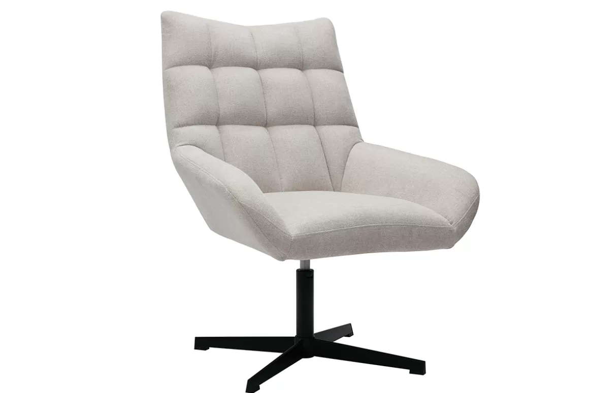 Miliboo Design Sessel im beigen strukturiertem Samtdesign drehbar KING