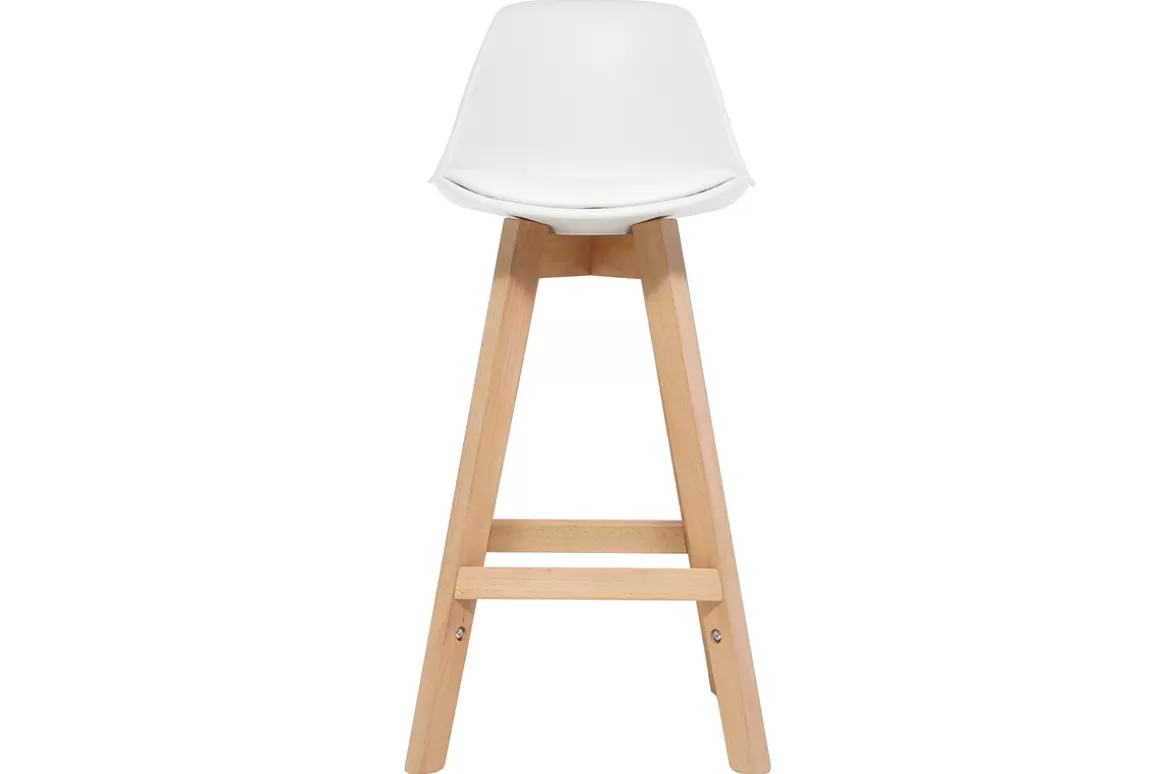 Miliboo Design-Hocker Weiß und Holz 65 cm 2er-Set MINI PAULINE