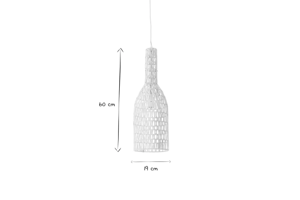 Miliboo Design-Pendelleuchte in weißer Rattan-Optik Durchmesser 19 cm PHILAE