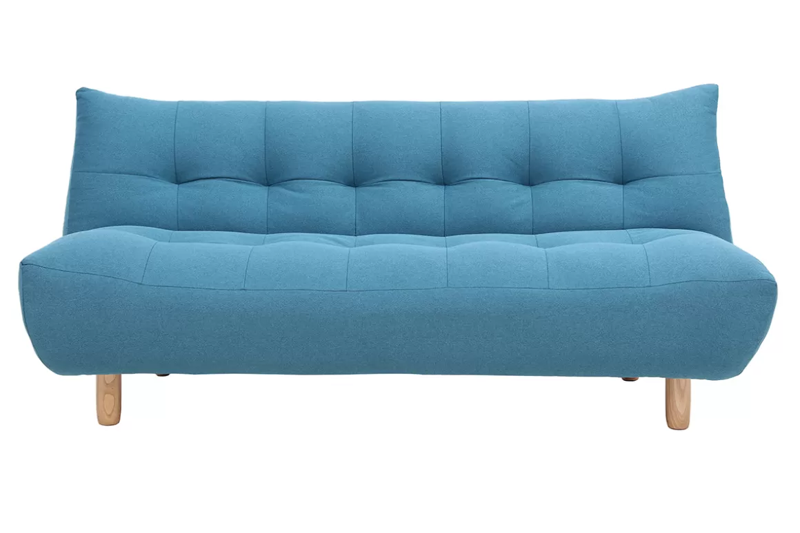 Miliboo Design-Schlafsofa skandinavisch Blaugrün und Eiche YUMI