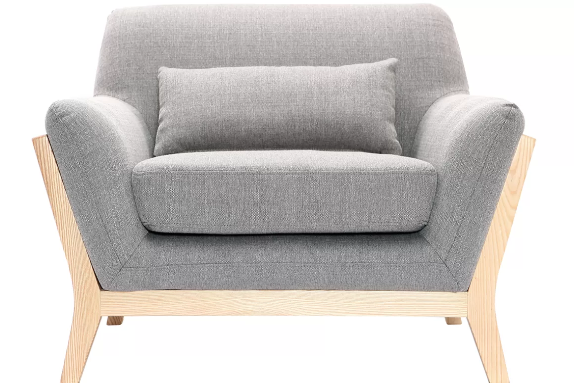 Miliboo Design-Sessel Grau Holzbeine YOKO