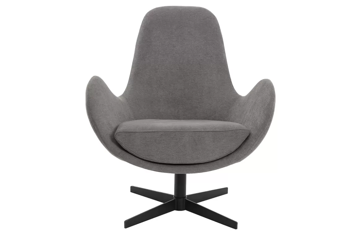 Miliboo Design-Sessel Samteffekt Grau ANDY