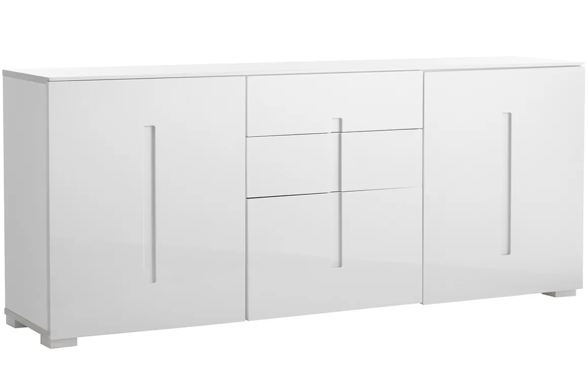 Miliboo Design-Sideboard Weiß lackiert 2 Türen 3 Schubladen TED