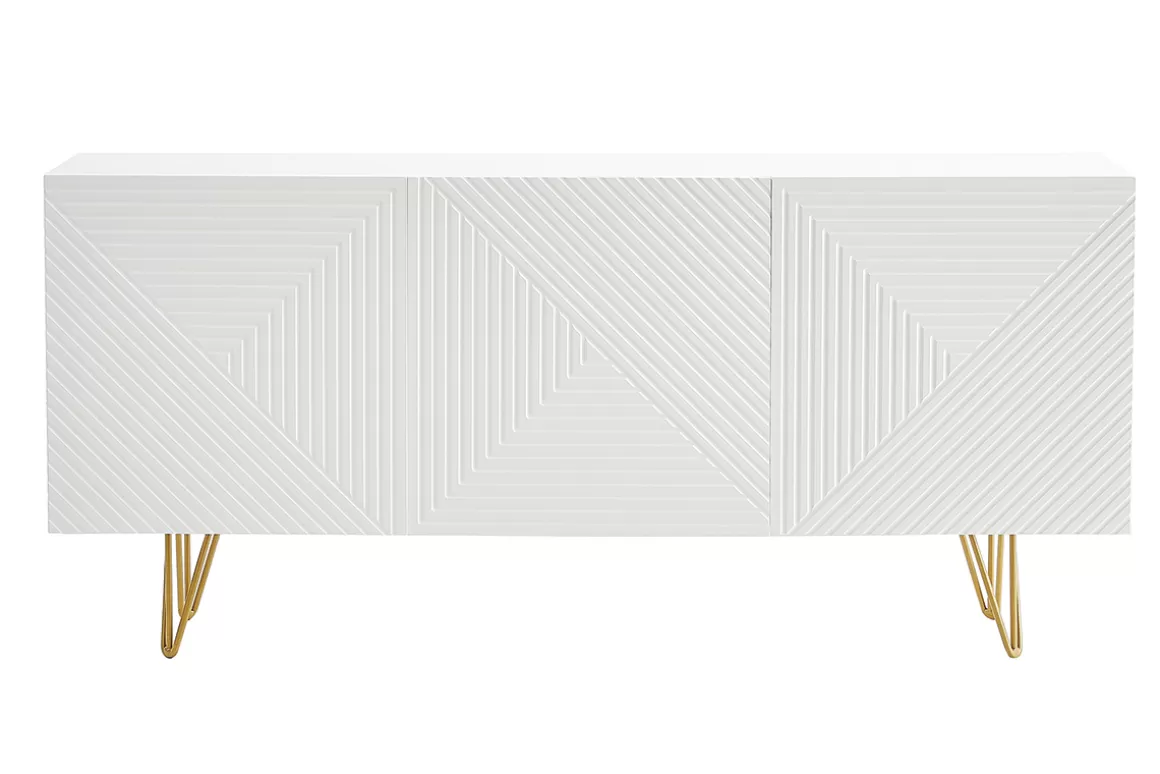 Miliboo Design-Sideboard weiß und vergoldet B160 cm OZEN