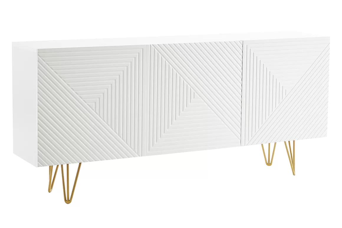 Miliboo Design-Sideboard weiß und vergoldet B160 cm OZEN