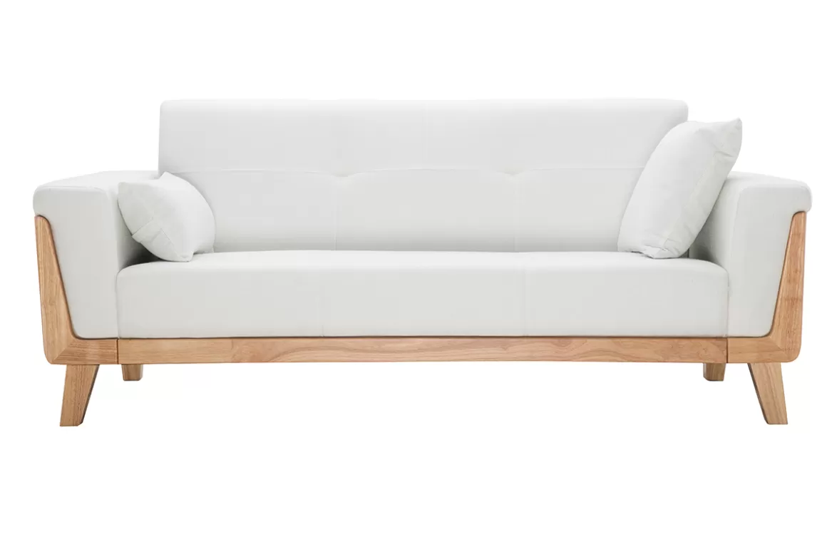 Miliboo Design-Sofa 3 Plätze Altweiß Holzbeine FJORD