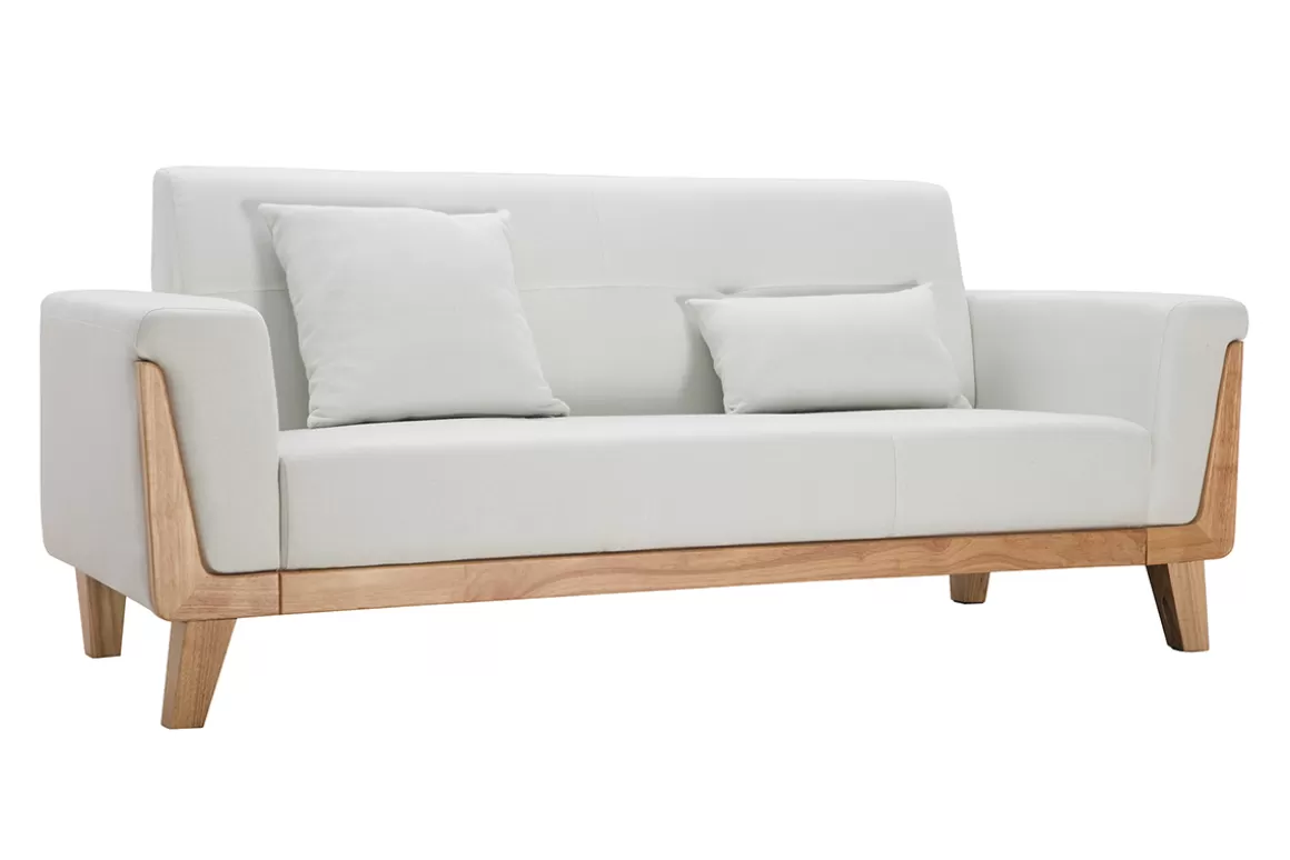 Miliboo Design-Sofa 3 Plätze Altweiß Holzbeine FJORD