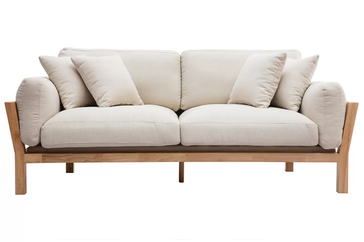 Miliboo Design-Sofa 3 Plätze Cremeweiß Holzbeine KYO