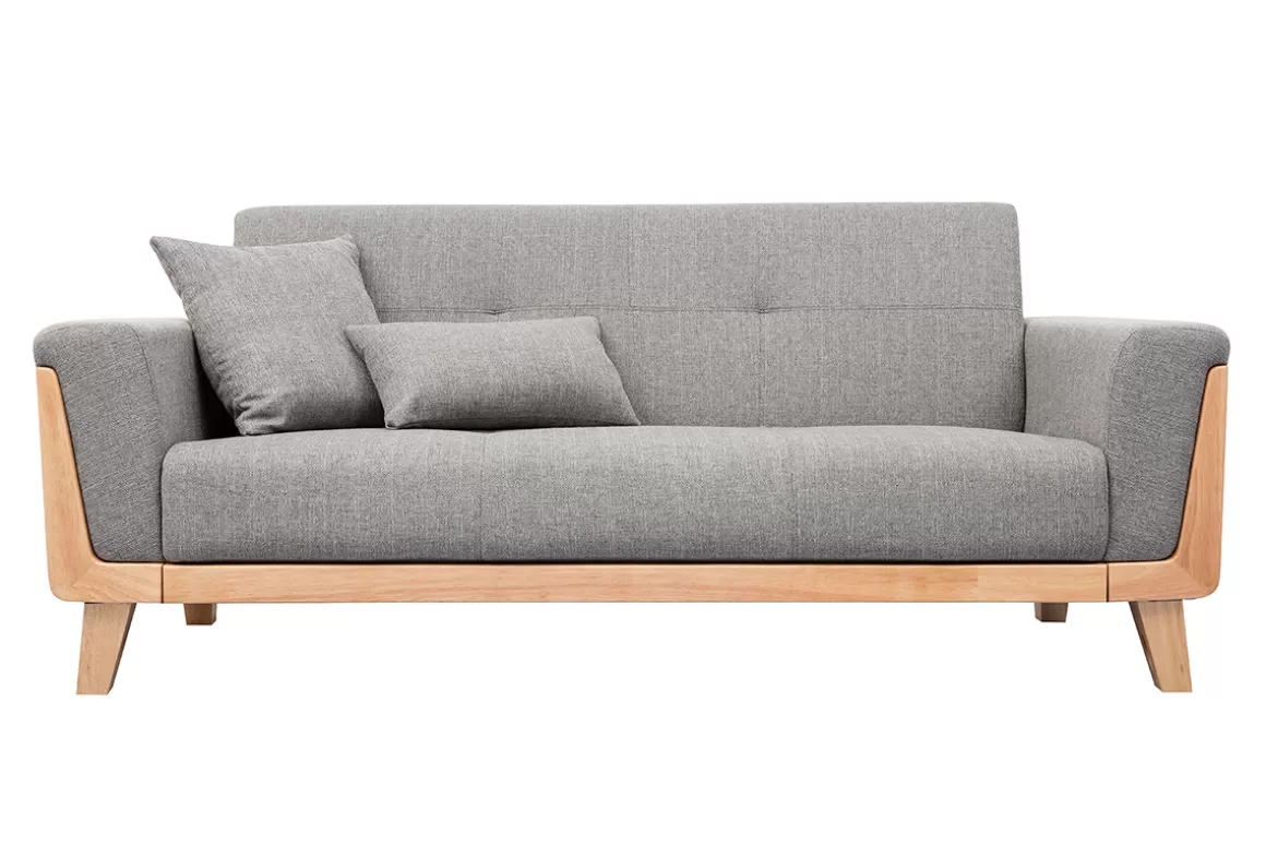 Miliboo Design-Sofa 3 Plätze Hellgrau Holzbeine FJORD