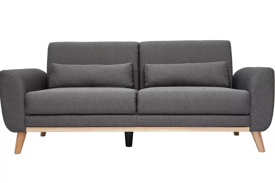 Miliboo Design-Sofa 3 Plätze Stoff dunkelgrauer EKTOR