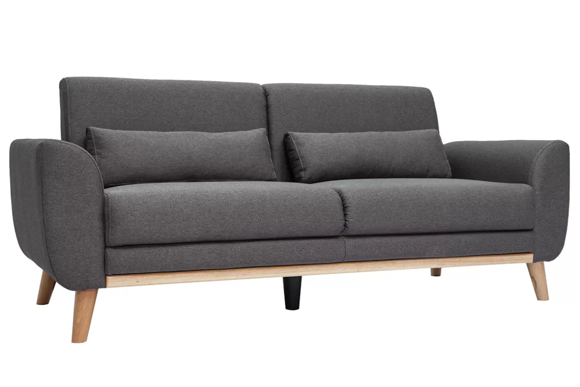 Miliboo Design-Sofa 3 Plätze Stoff dunkelgrauer EKTOR