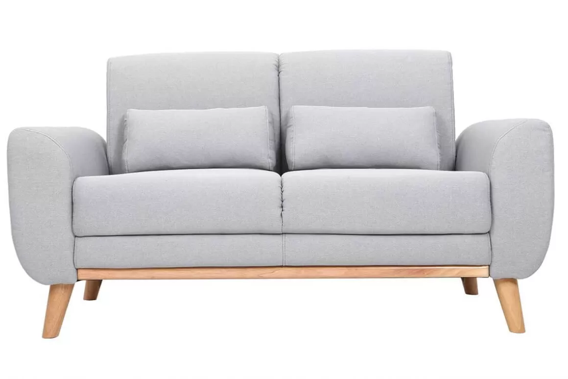 Miliboo Design-Sofa 2 Plätze Stoff Grau Eichenbeine EKTOR