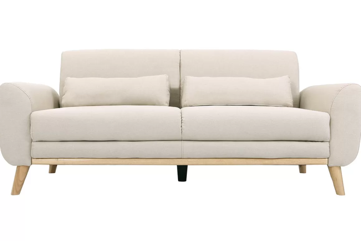 Miliboo Design-Sofa 3 Plätze Stoff naturfarben Eichenbeine EKTOR