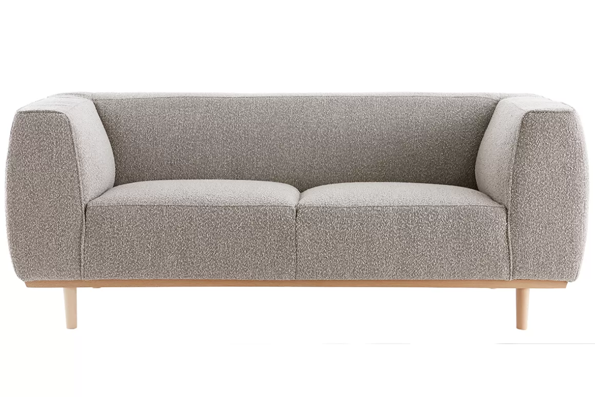 Miliboo Design-Sofa aus Bouclé-Stoff taupe 2/3-Sitzer MORRIS