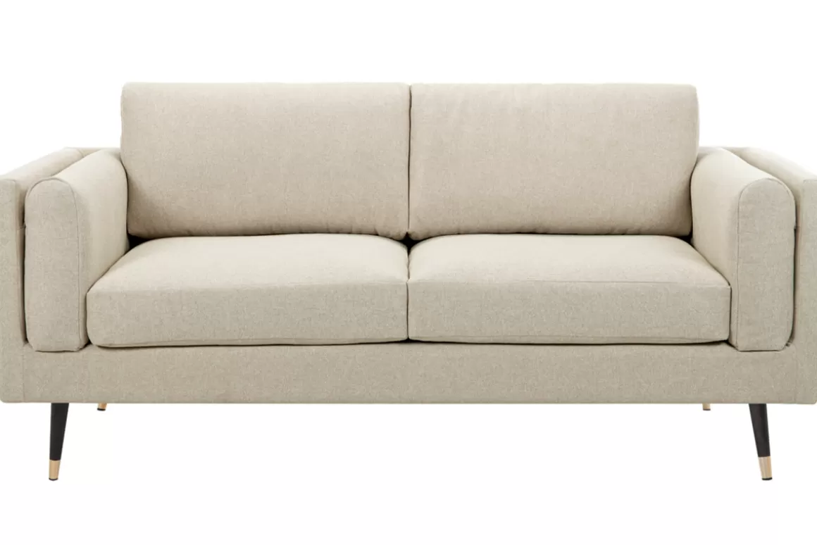 Miliboo Design-Sofa aus cappuccino-beige-meliertem Stoff 2-Sitzer STING