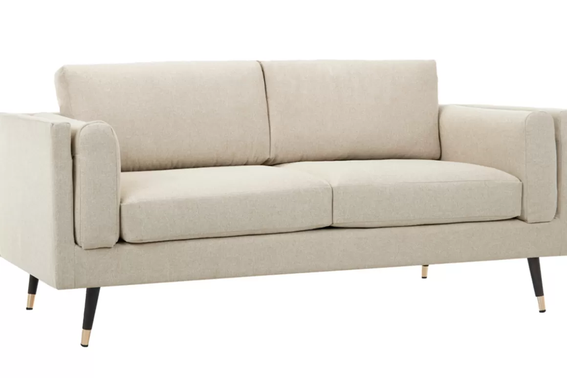 Miliboo Design-Sofa aus cappuccino-beige-meliertem Stoff 2-Sitzer STING