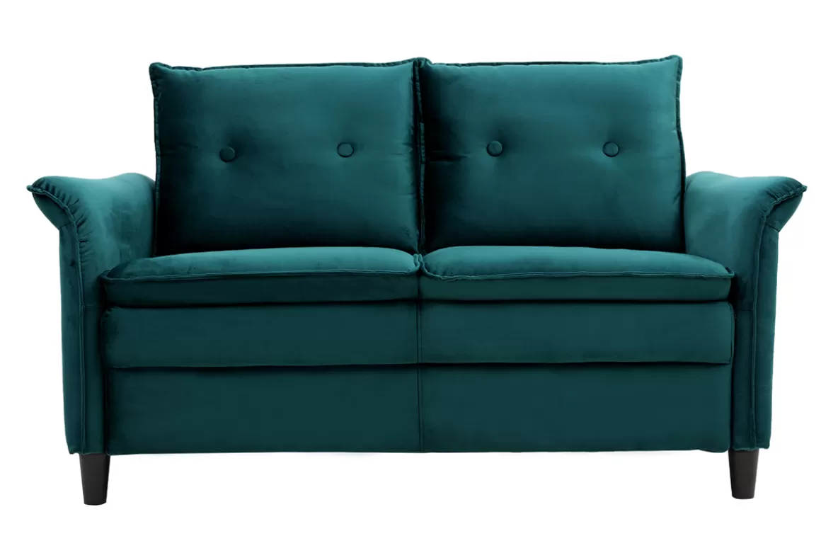 Miliboo Design-Sofa aus Samt Petrolblau 2 Plätze CLIFF