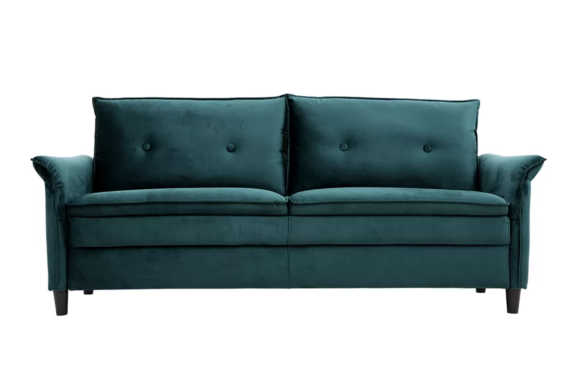 Miliboo Design-Sofa aus Samt Petrolblau 3 Plätze CLIFF