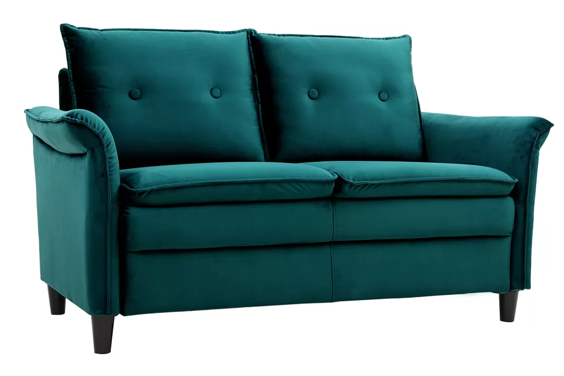 Miliboo Design-Sofa aus Samt Petrolblau 2 Plätze CLIFF