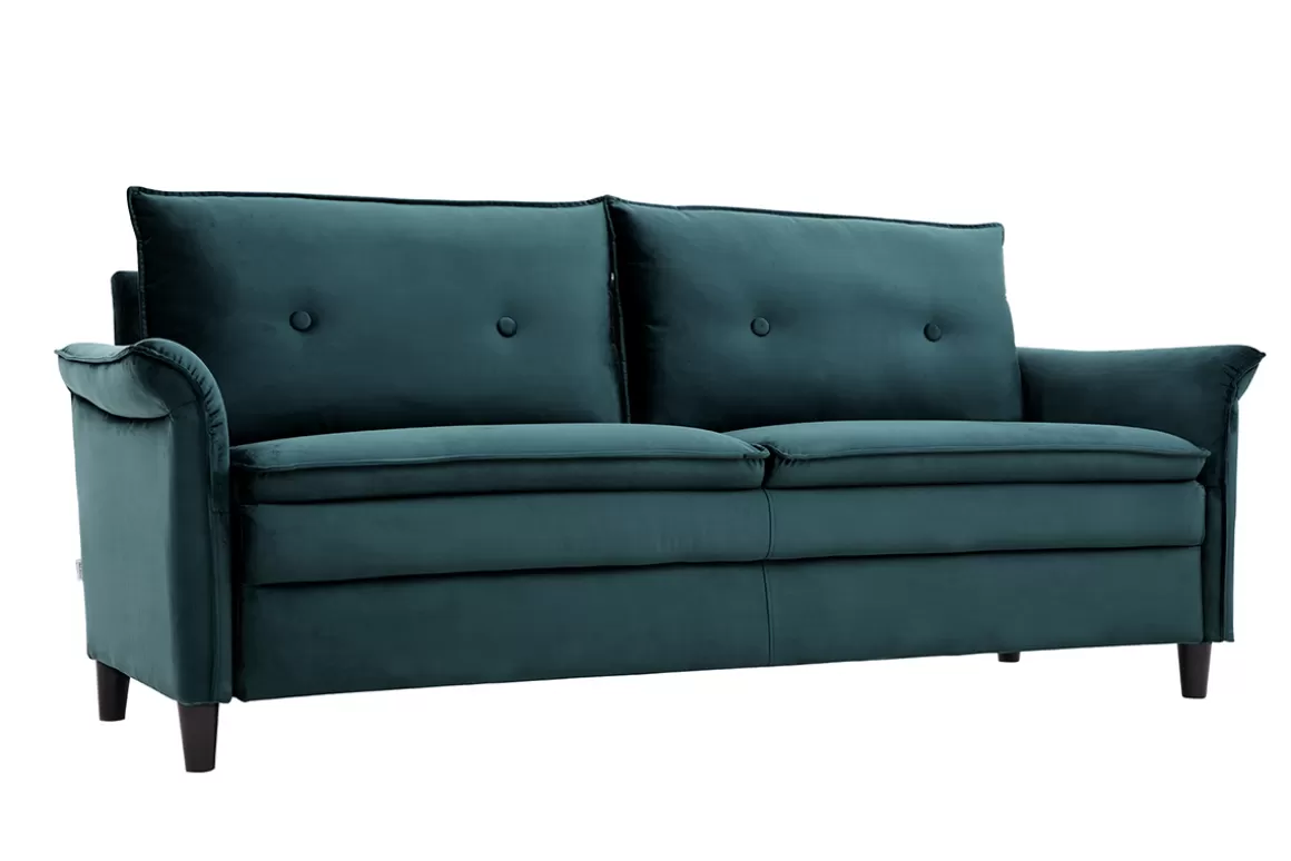 Miliboo Design-Sofa aus Samt Petrolblau 3 Plätze CLIFF