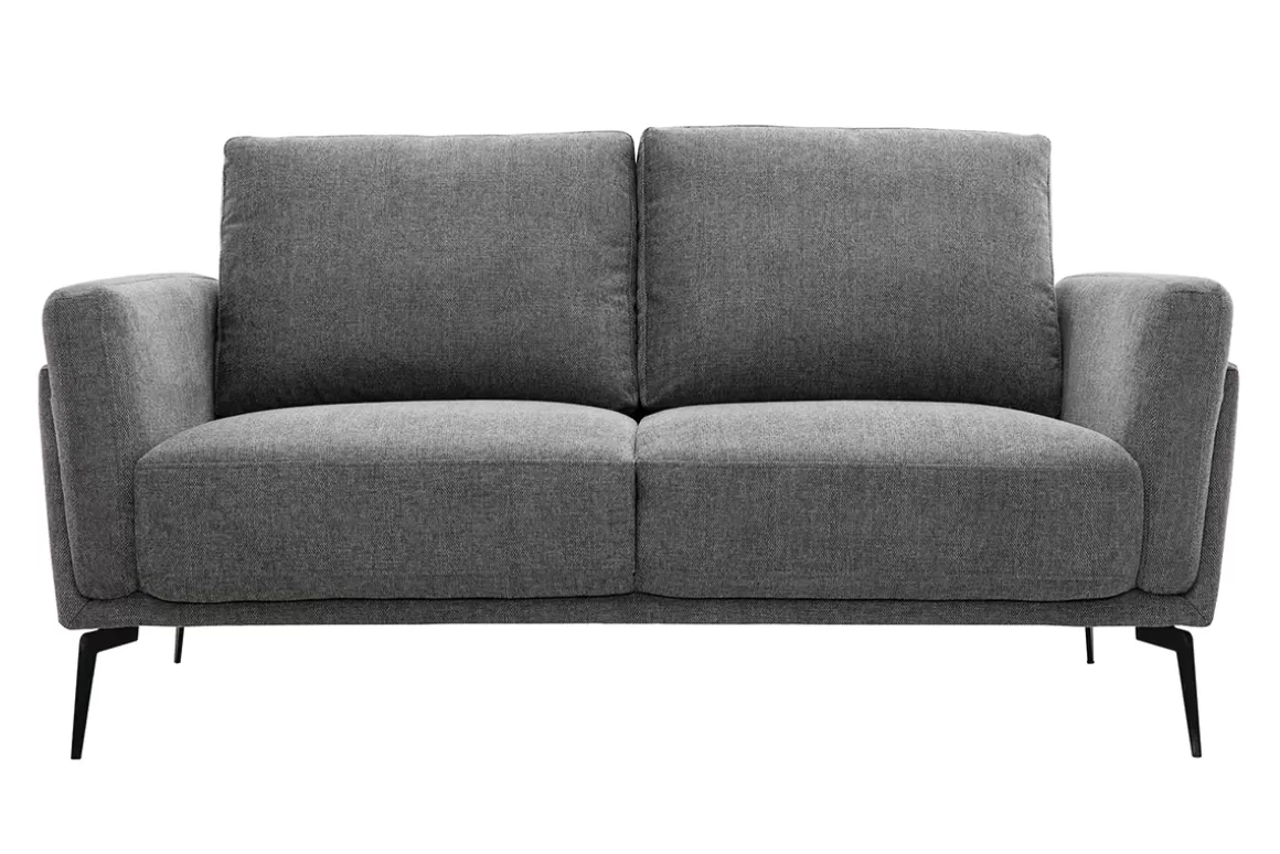 Miliboo Design-Sofa mit grauem Stoff im Samtdesign 2-Sitzer MOSCO