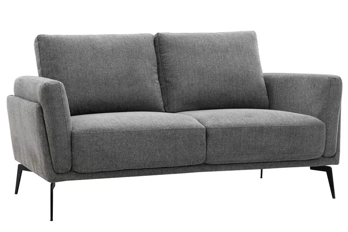 Miliboo Design-Sofa mit grauem Stoff im Samtdesign 2-Sitzer MOSCO