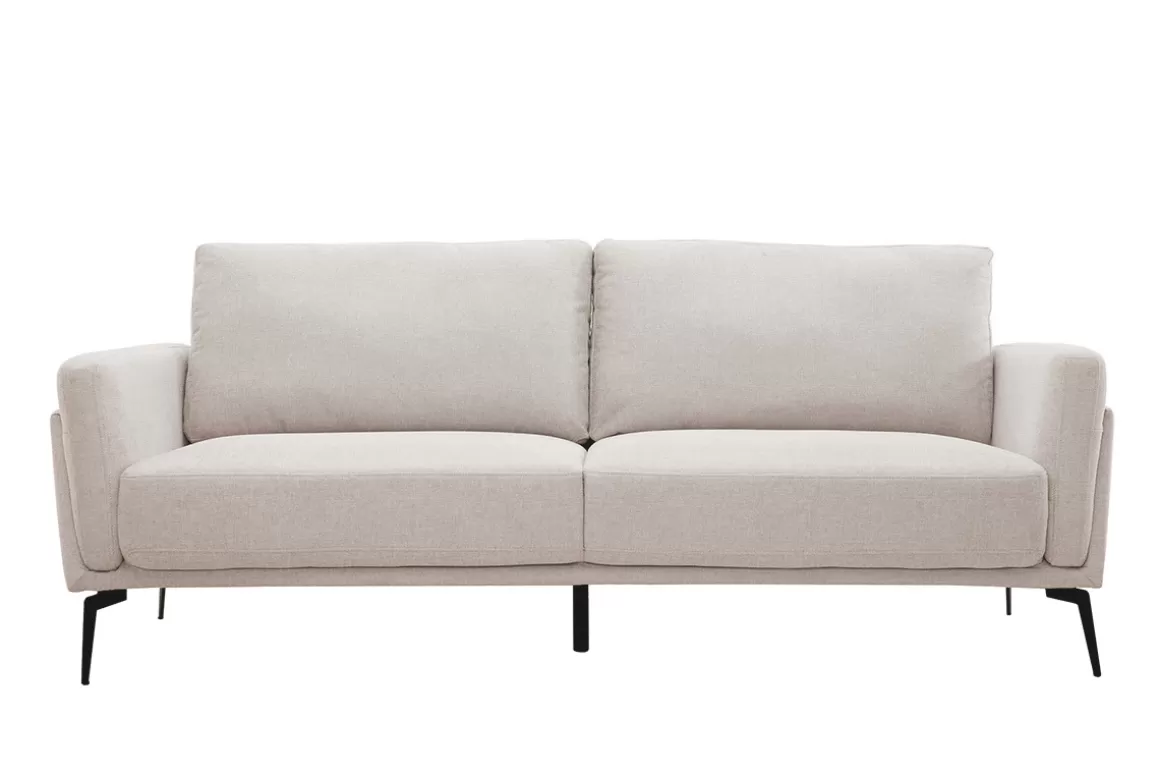 Miliboo Design-Sofa mit Stoff im Samtdesign Beige 3-Sitzer MOSCO