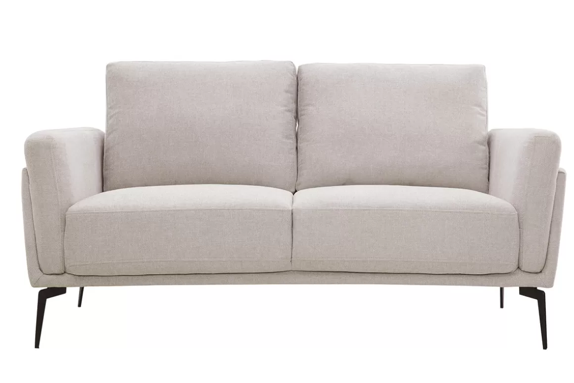 Miliboo Design-Sofa mit Stoff im Samtdesign Beige 2-Sitzer MOSCO