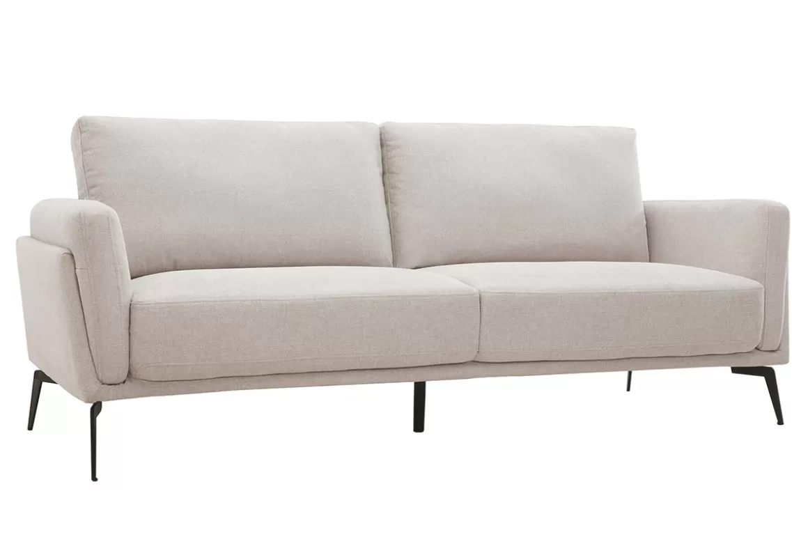 Miliboo Design-Sofa mit Stoff im Samtdesign Beige 3-Sitzer MOSCO