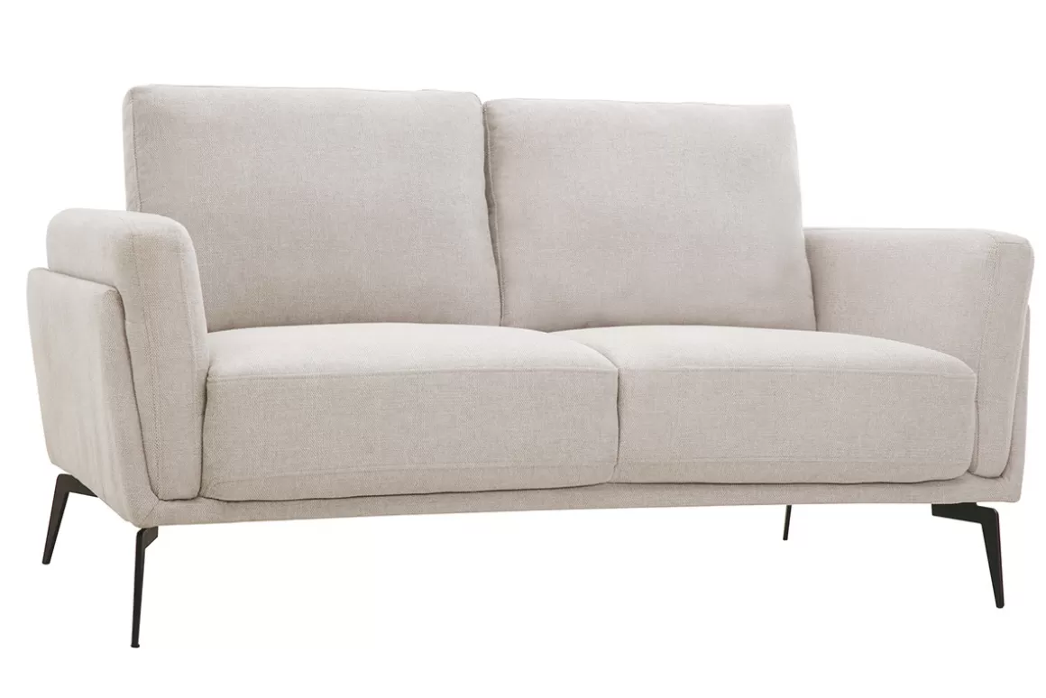 Miliboo Design-Sofa mit Stoff im Samtdesign Beige 2-Sitzer MOSCO