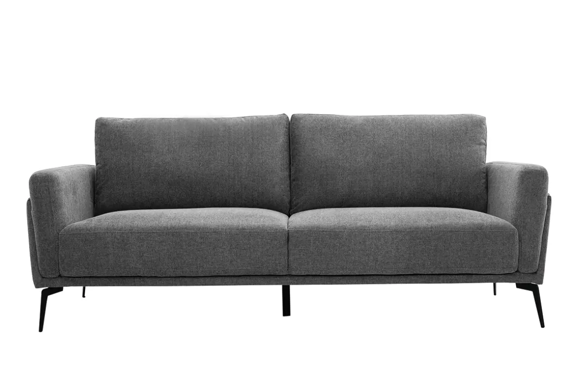 Miliboo Design-Sofa mit Stoff im Samtdesign Grau 3-Sitzer MOSCO