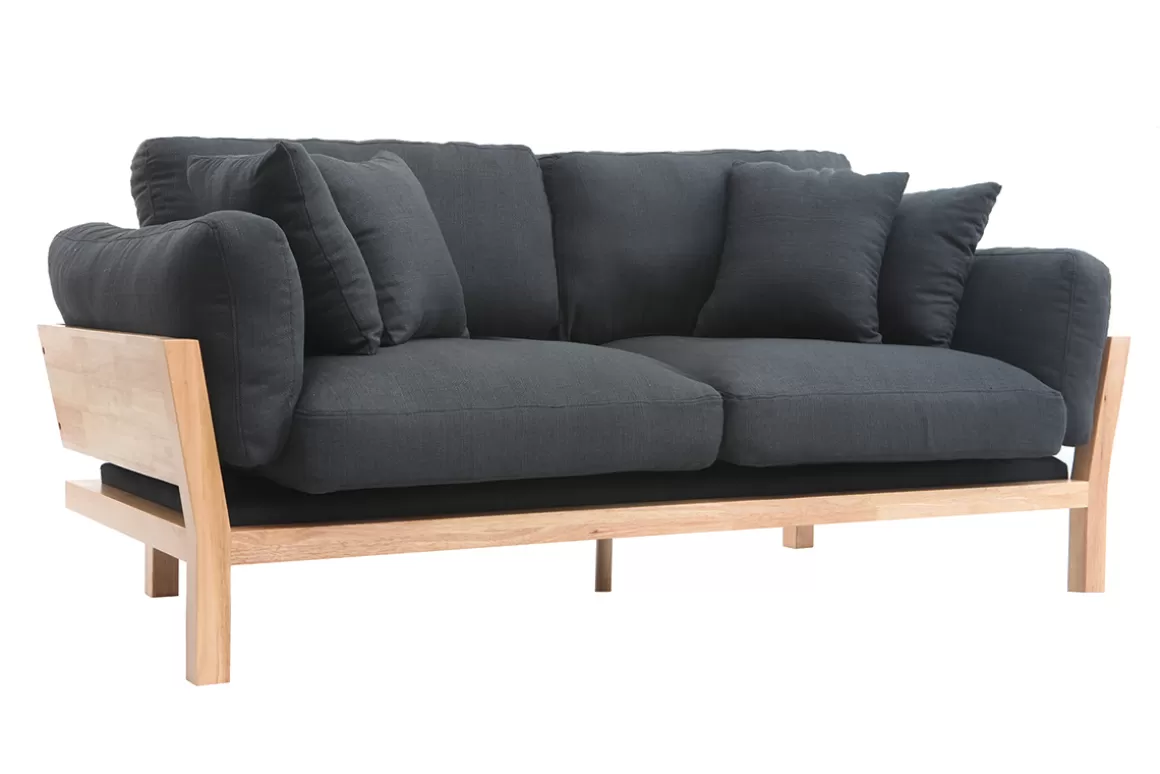 Miliboo Design-Sofa 3-Sitzer abziehbarer, anthrazitgrauer Stoff YNOK