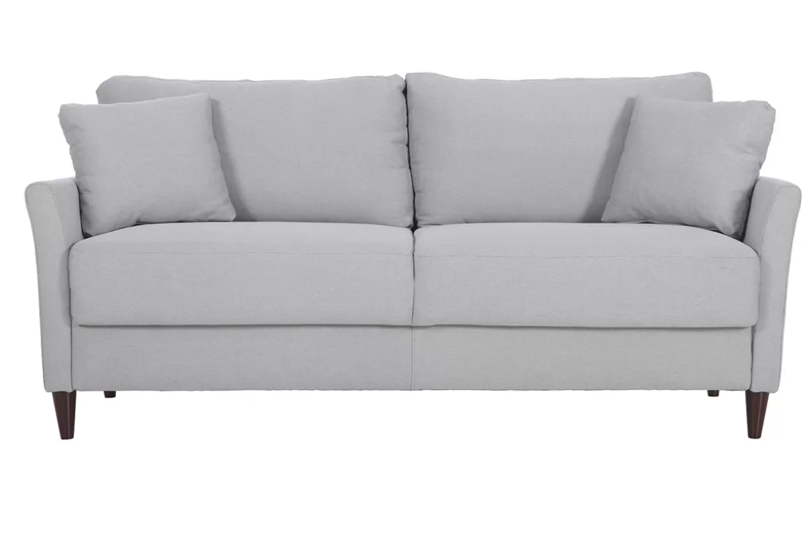 Miliboo Design-Sofa 3-Sitzer aus hellgrauem Stoff mit Stauraum MEDLEY