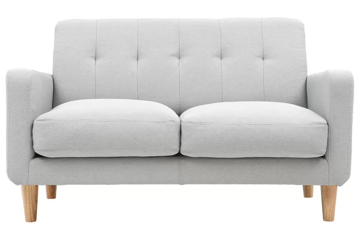 Miliboo Design-Sofa skandinavisch hellgrauer Stoff 2-Sitzer LUNA