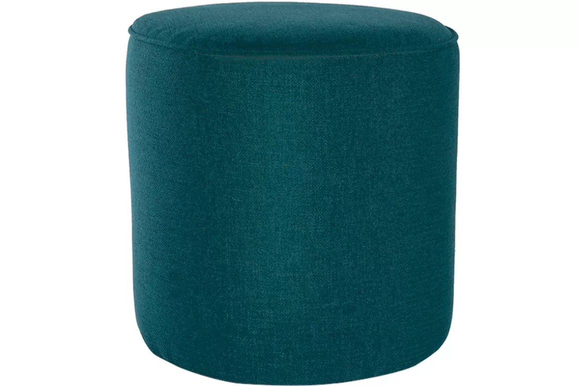 Miliboo Hocker aus pfauenblauem Stoff D 40 cm COQ