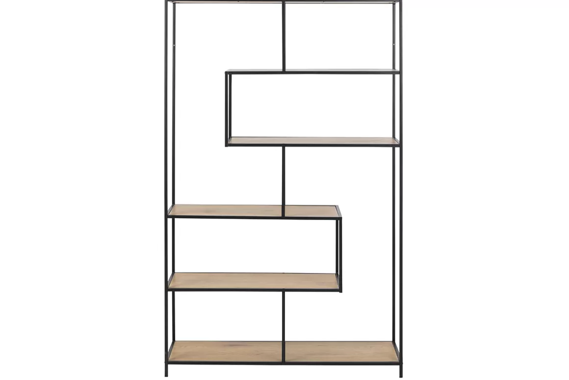 Miliboo Industrie-Bücherregal aus schwarzem Metall und Holz L114 cm TRESCA