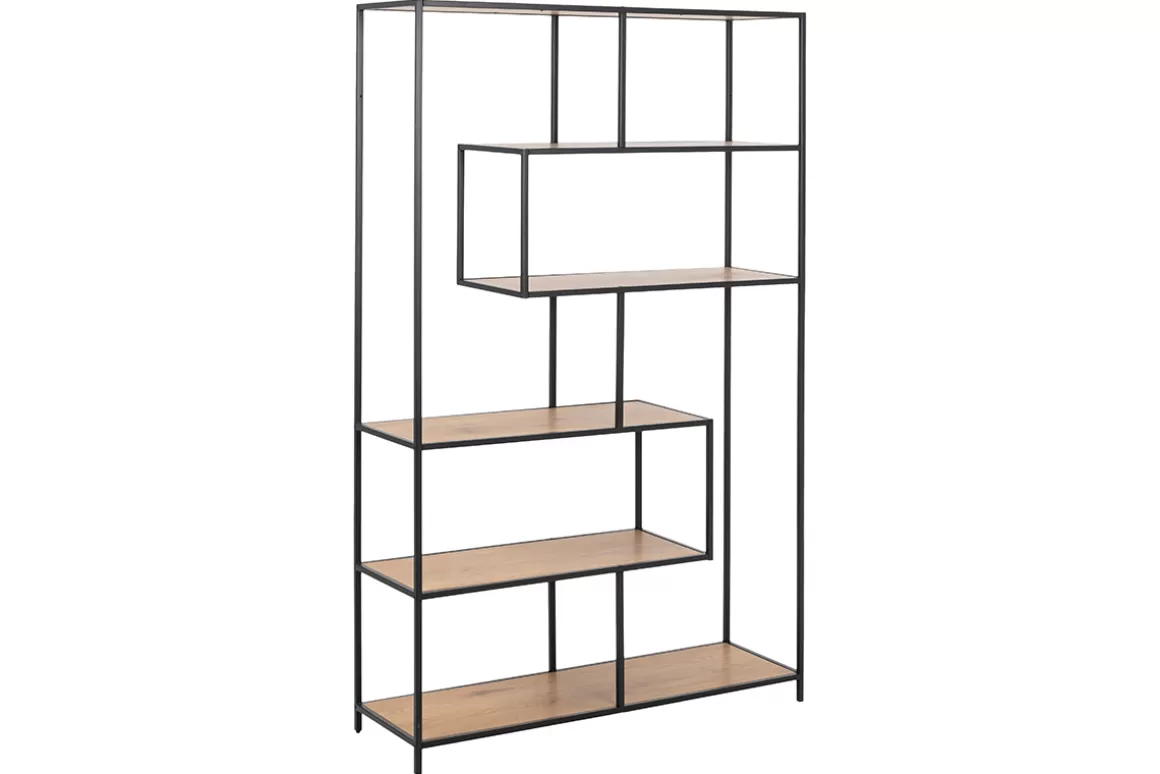 Miliboo Industrie-Bücherregal aus schwarzem Metall und Holz L114 cm TRESCA