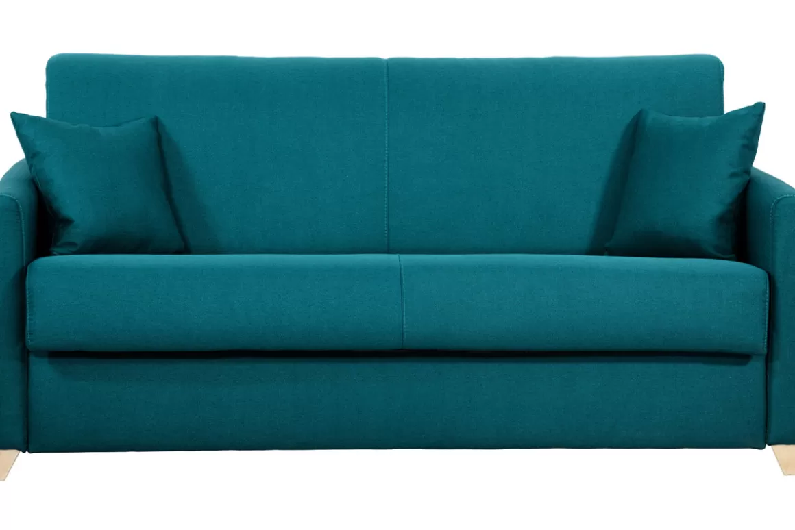 Miliboo Pfauenblau skandinavisches 3-Sitzer-Sofabett SKANDY